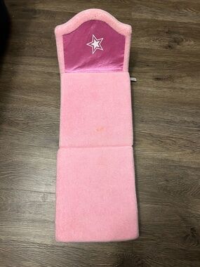 American Girl Pink Plush Foldable Doll Bed with Star Accent